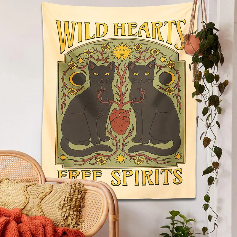 DecorBites™ Cat Hearts Tapestry Wall Hanging for Boho Home Decor