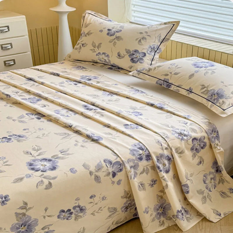 DecorBites™ Cooling Cotton Flower Print Bed Cover Matress Protector
