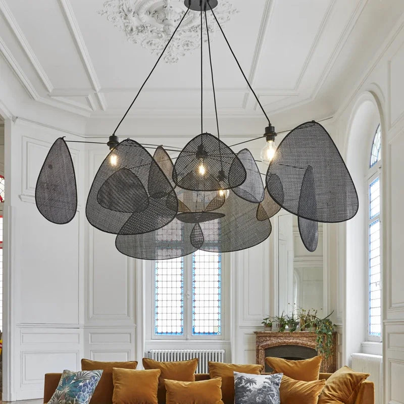 DecorBites™ Black Rattan Ceiling Chandelier for Indoor Lighting Decor