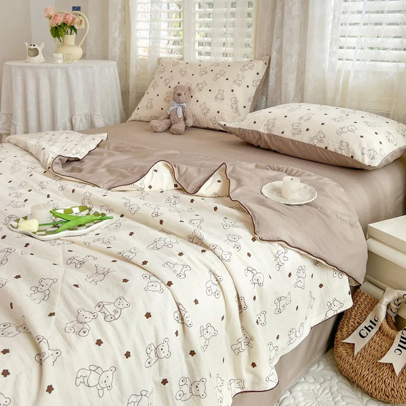 DecorBites™ Cartoon Summer Blanket, Pure Cotton Soybean Fiber, Student Single Double Bed