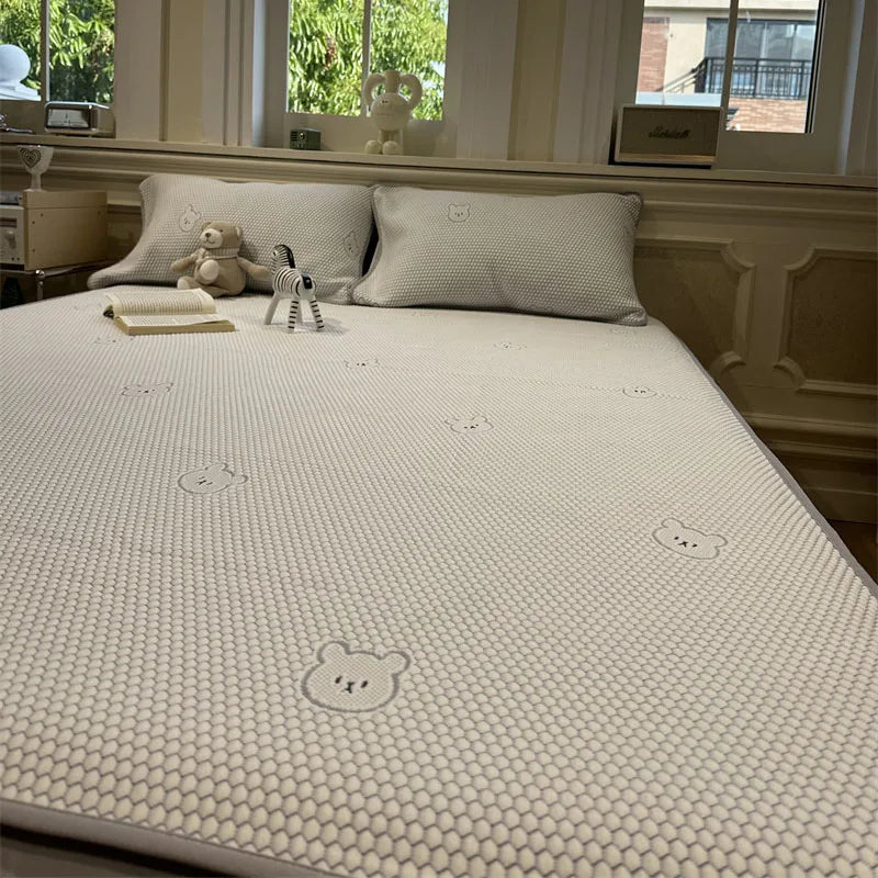 DecorBites™ Cooling Ice Bean Sheet Set: Breathable Rayon Mat & Pillowcases for Summer Bed