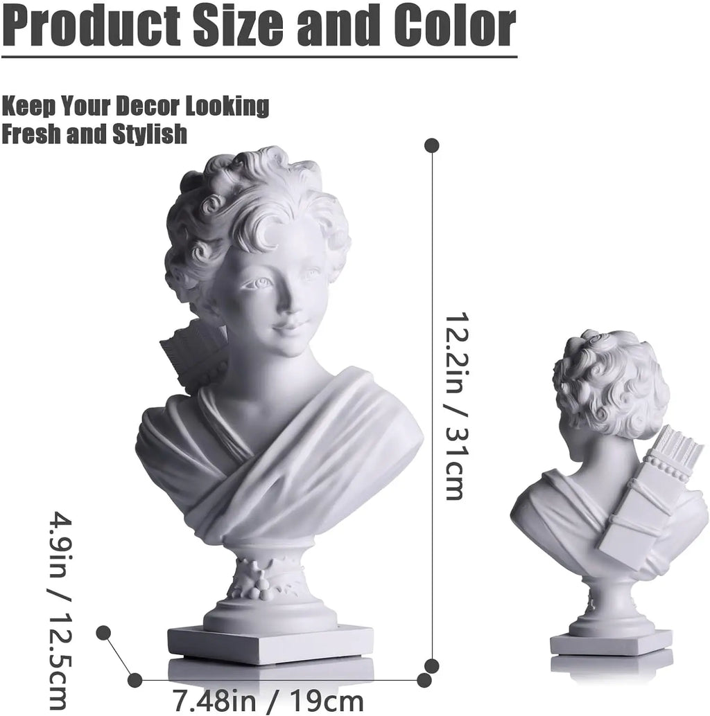 DecorBites™ 12.2" Cupid Statue Plaster Sculpture for Painting Practice and Home Decor