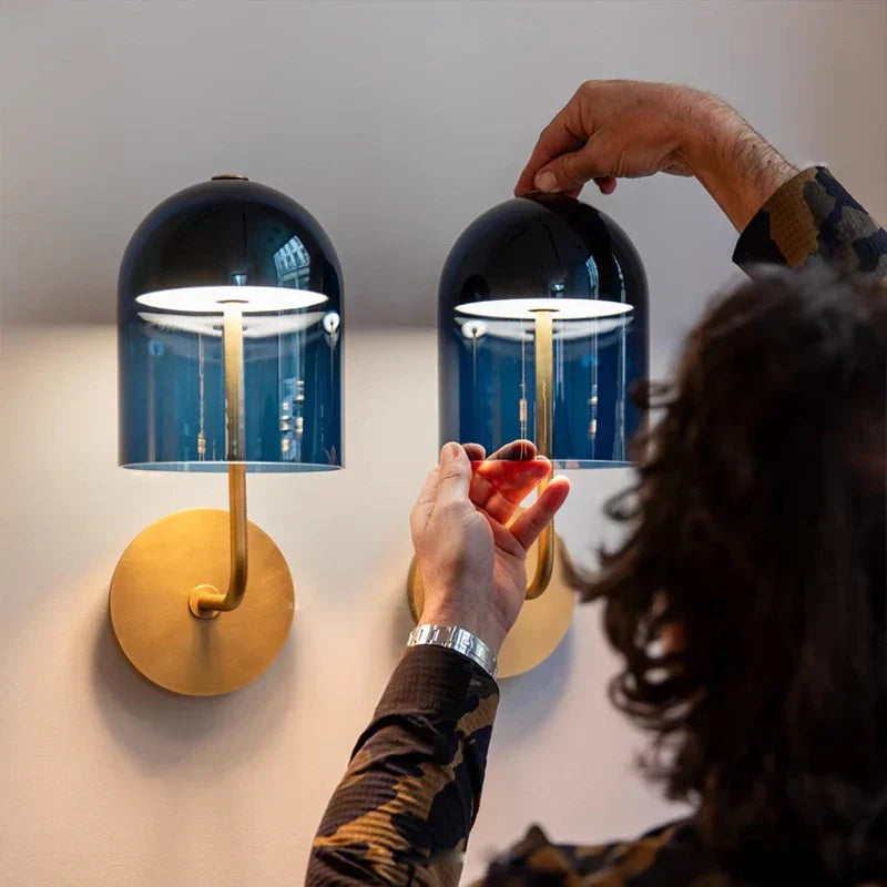 DecorBites™ Blue Glass Wall Lamp: Luxury Room Decor Light Fixture