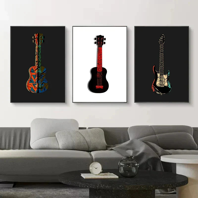 Abstract Electric Guitar Canvas Print - Music Wall Art by DecorBites™