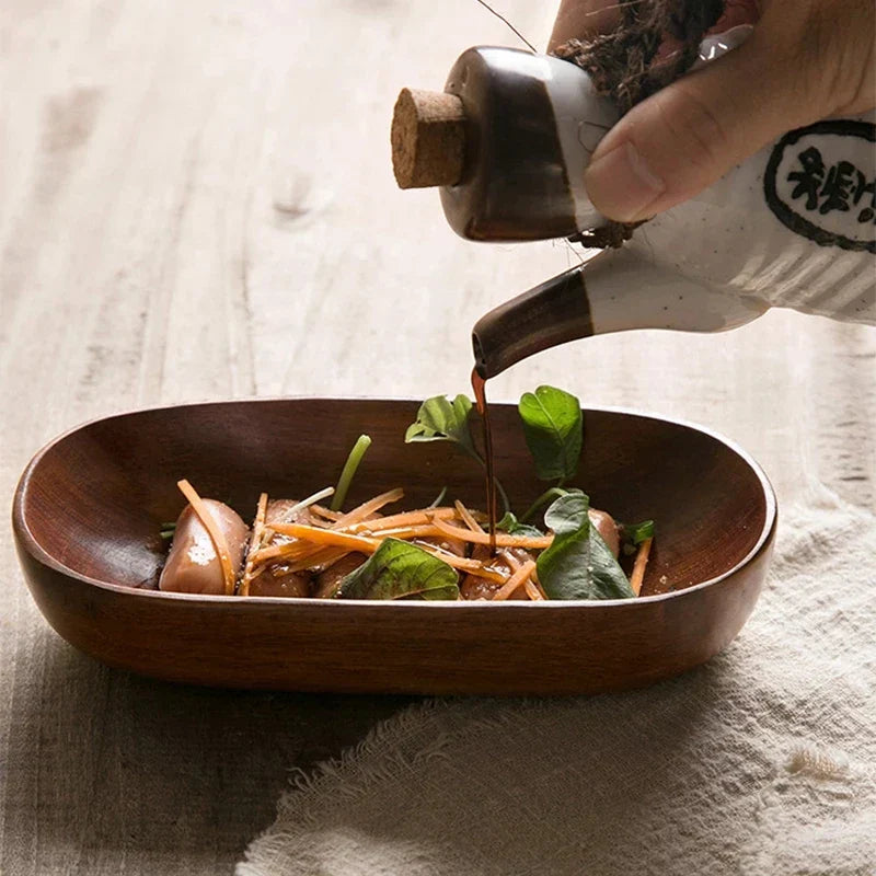 DecorBites™ Japanese Style Solid Wood Dried Fruit Dish - Exquisite Tableware