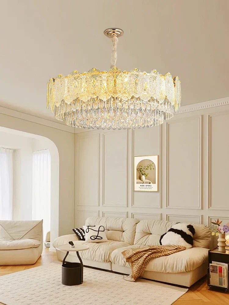 DecorBites™ Gold Glass Dining Table Lamp | Modern Round Crystal Hanging Pendant Lights