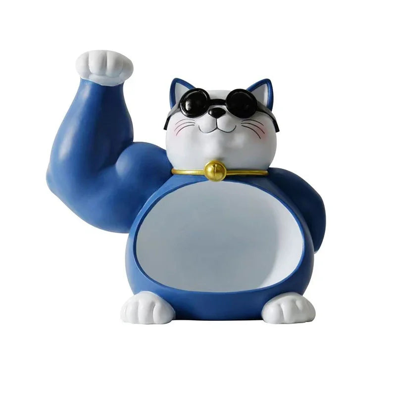 DecorBites™ Lucky Cat Remote Control Organizer Resin Figurine Modern Home Decor