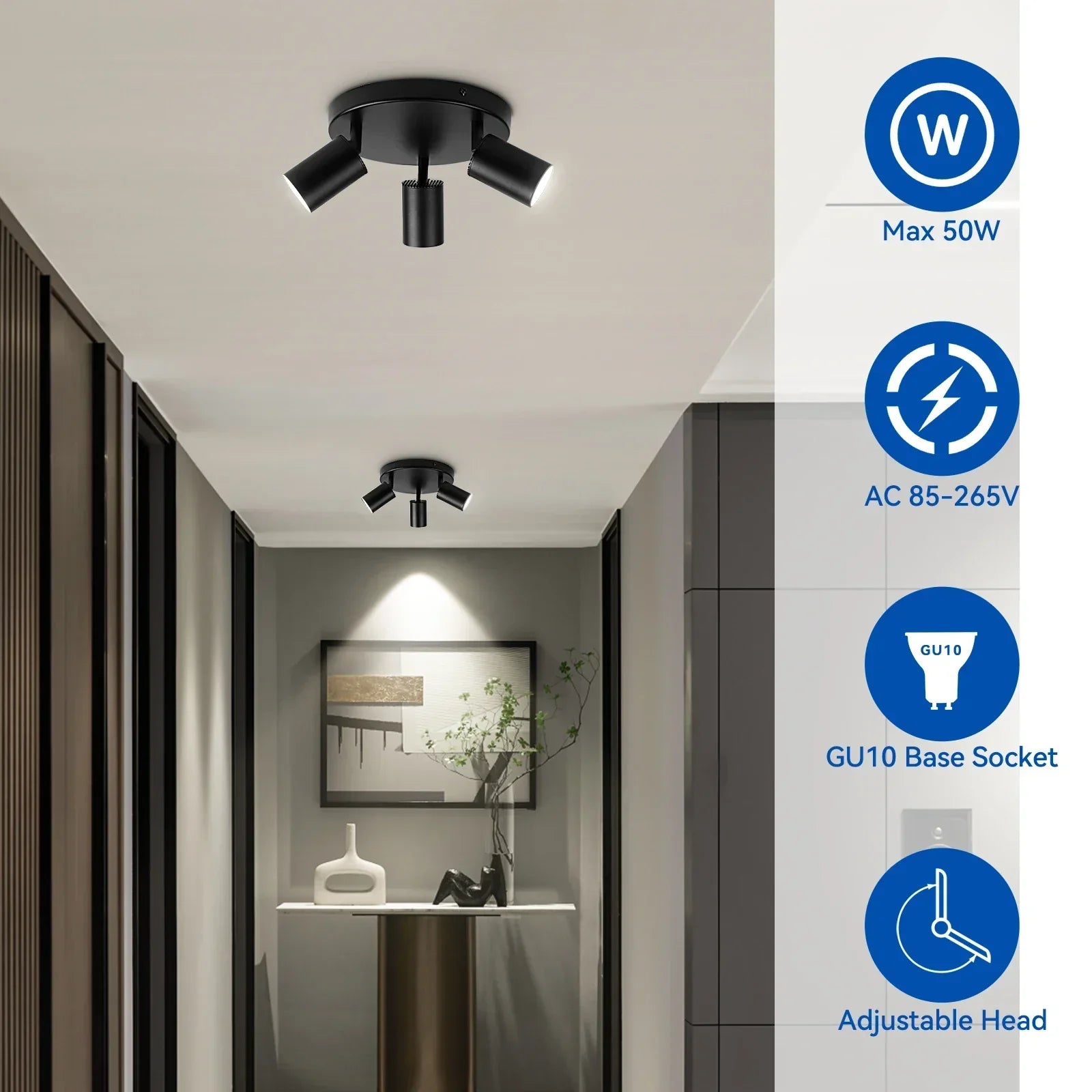 DecorBites™ GU10 LED Ceiling Light: Modern Adjustable Spotlights Chandelier for Dining Rooms