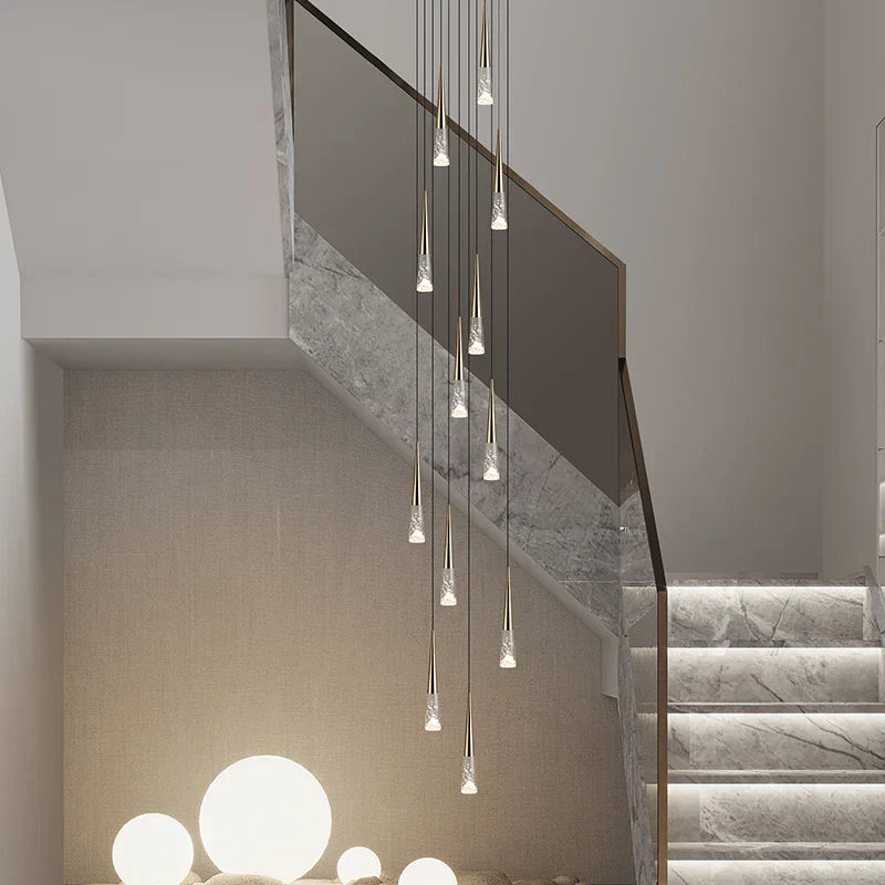 DecorBites™ LED Nordic Staircase Chandelier Golden Black Indoor Lighting