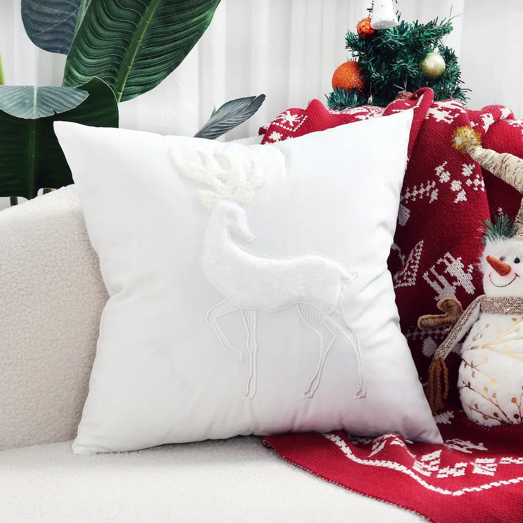 DecorBites™ Christmas Cartoon Embroidered Pillow Cover Set for Festive Home Decor