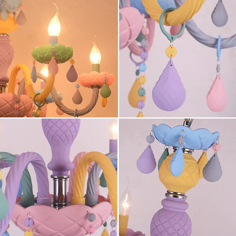 DecorBites™ Crystal Chandelier Modern Macaron Color Children Room Luminaire