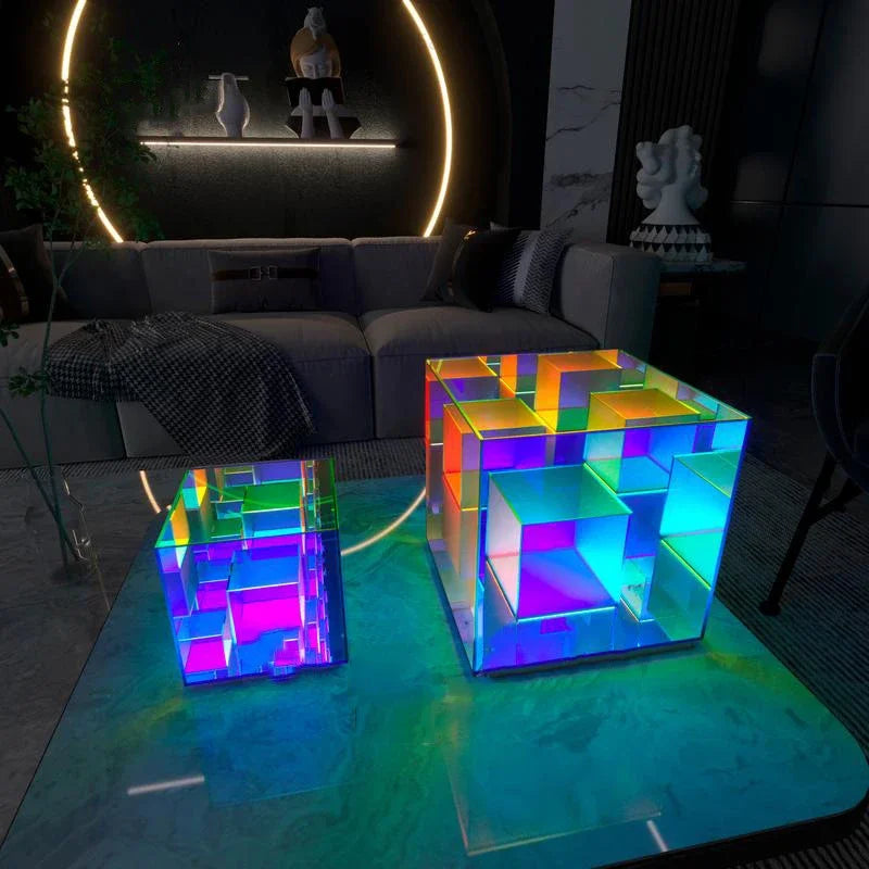 DecorBites™ LED Magic Cube Acrylic Table Lamp - Colorful Small Desk Light