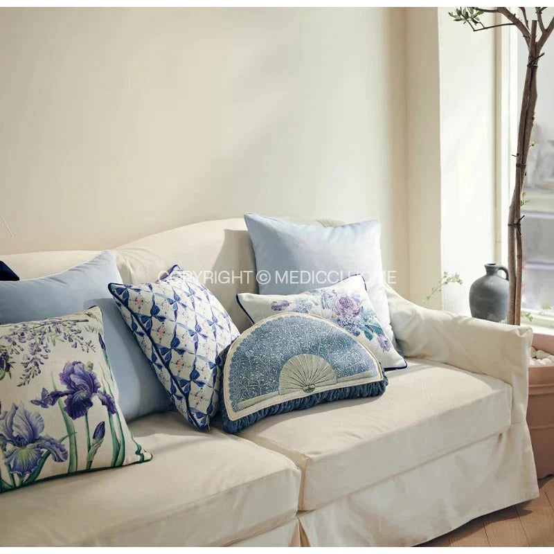 DecorBites™ Iris Flowers Butterfly Purple Watercolor Pillow Case 45x45cm