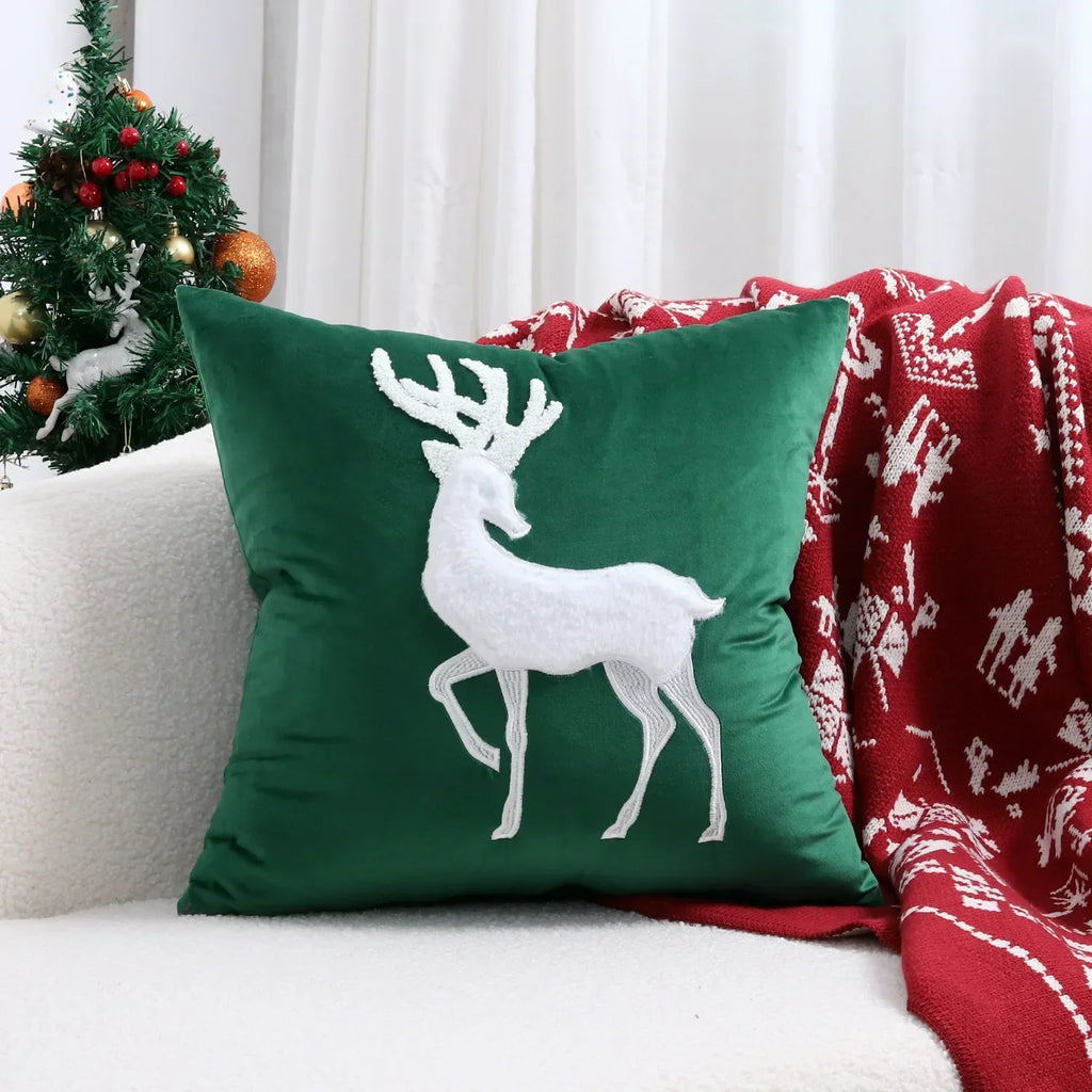 DecorBites™ Christmas Cartoon Embroidered Pillow Cover Set for Festive Home Decor