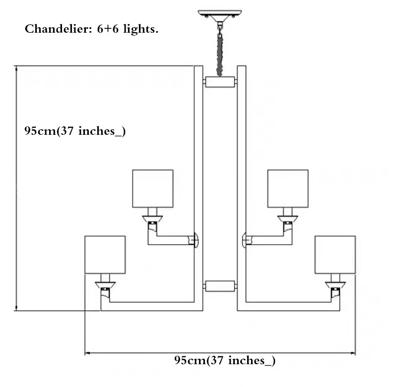 DecorBites™ 12-Light Chrome Chandelier with Black Shades - 37x37 inches