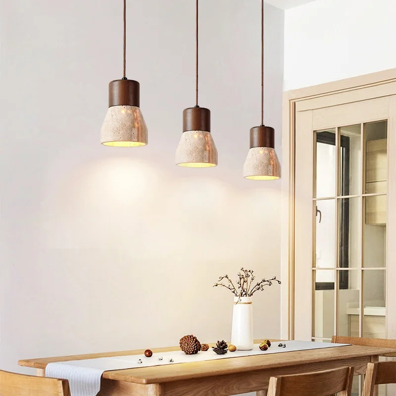 DecorBites™ LED Hanging Lamps Yellow Travertine Pendant Lighting for Bedroom Living Dining Room