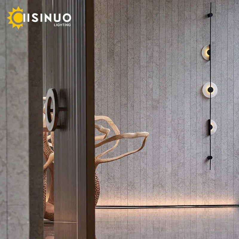 DecorBites™ LED Marble Wall Lights - Black Metal Sconces for Living Room, Stairs & Aisle
