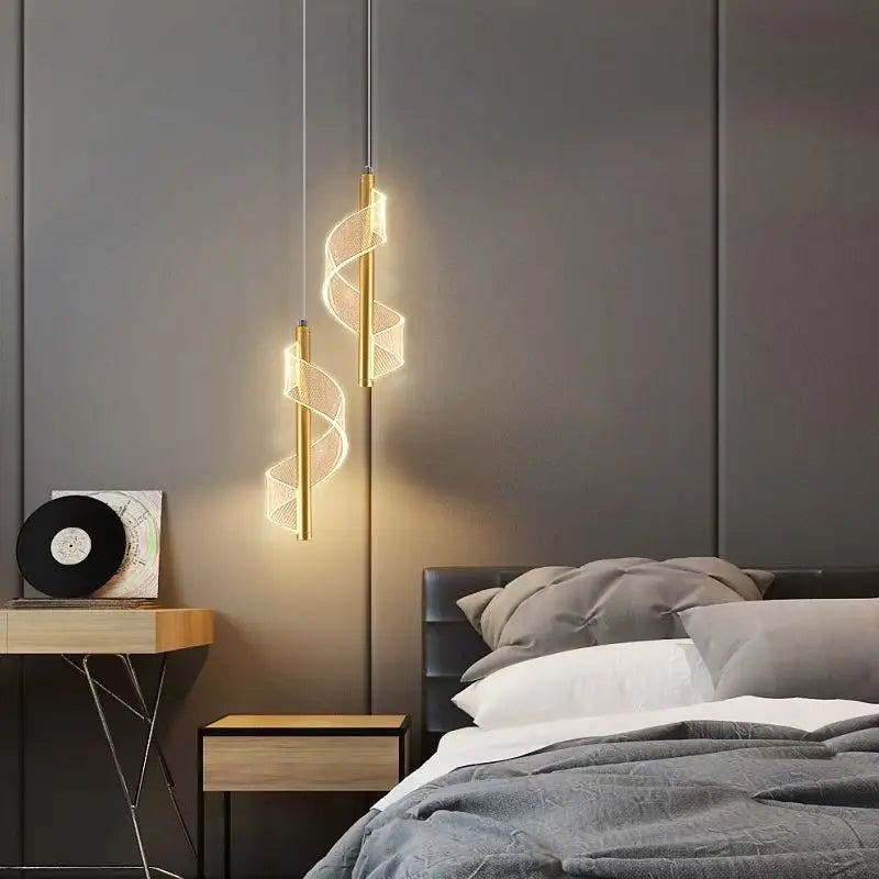 DecorBites™ Acrylic Spiral Pendant Lamp Bedroom Living Room Modern Nordic Drop Hanging Light