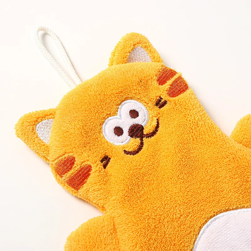 DecorBites™ Cartoon Cat Coral Velvet Hand Towels: Soft, Cute, Quick Dry Bath Towels