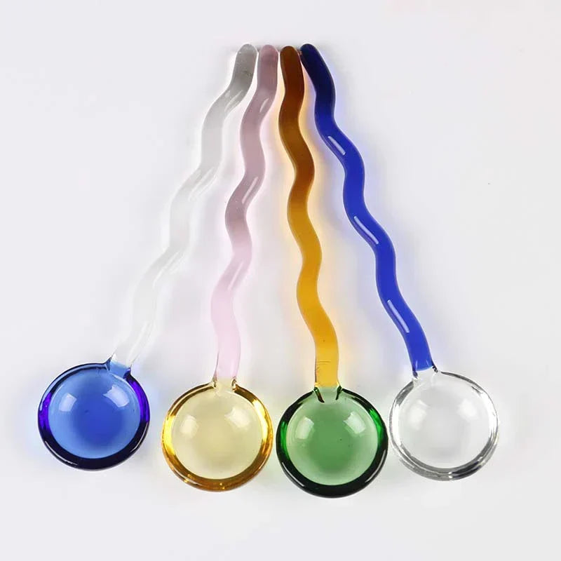 DecorBites™ Glass Spoon Coffee Stirring Rod for Home Cafe, Dessert Jam Scoop