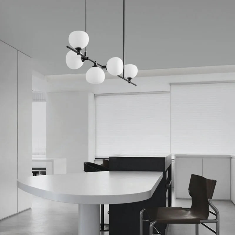 DecorBites™ Brass and White Glass Pendant Lamp with Adjustable Height