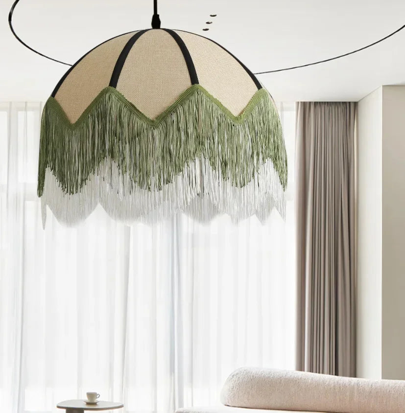 DecorBites™ French Retro Style Bedroom Chandelier | Woven Fabric Pendant Lamp