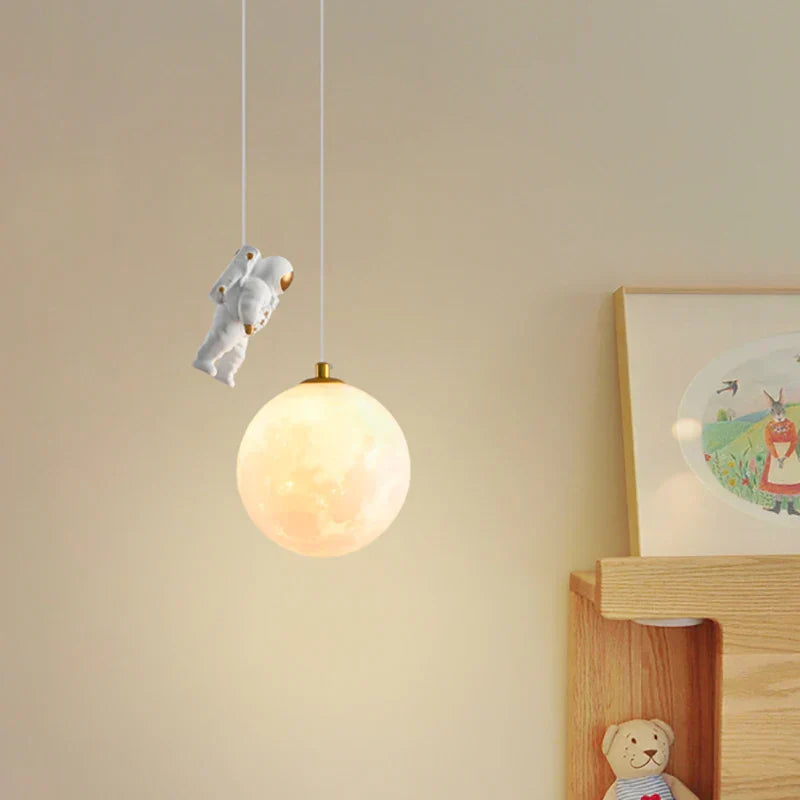 DecorBites™ Astronaut Moon LED Pendant Light for Children's Room and Study