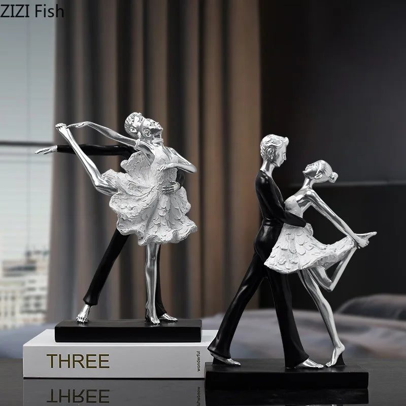 DecorBites™ Golden Tango Dancer Couple Sculpture Home Decor Figurines