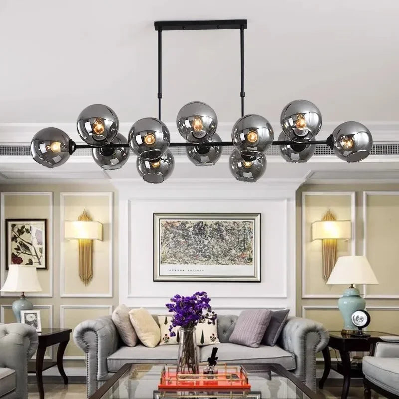 DecorBites™ LED Glass Ball Pendant Light for Dining Kitchen Bedroom Chandelier Island Decor