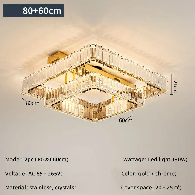 DecorBites™ Crystal Chandelier LED Ceiling Light for Bedroom, Dimmable Luxury Foyer Lighting