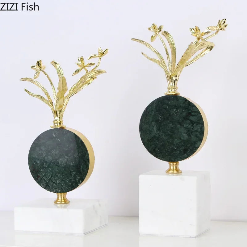 DecorBites™ Gold-plated Flower Crystal Sculpture Desk Decoration Modern Crafts Room Decor