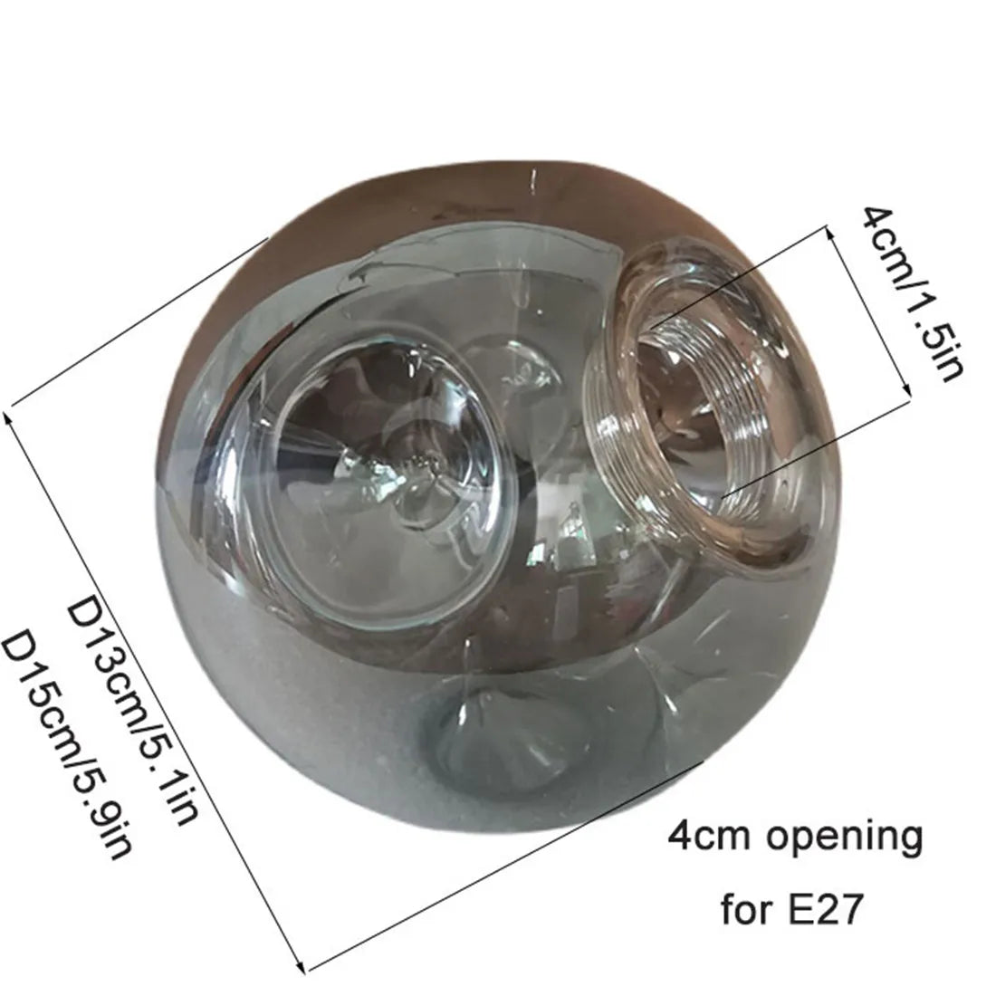 DecorBites™ Gray Glass Shade Replacement for E27 Lamp with Screw Fitter Opening