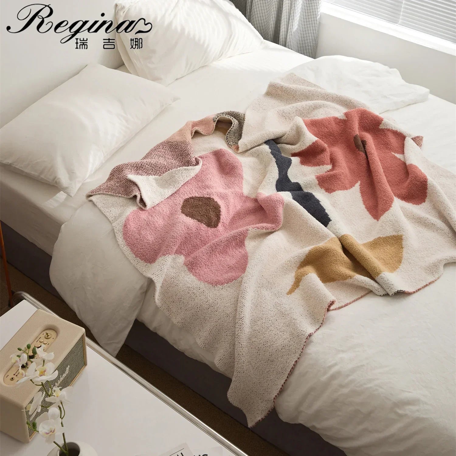 DecorBites™ Bohemian Flower Knitted Throw Blanket