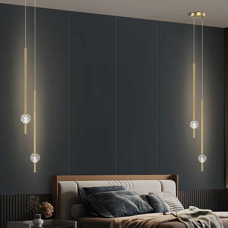 DecorBites™ Crystal LED Chandelier for Nordic Bedroom, Living Room, and TV Wall