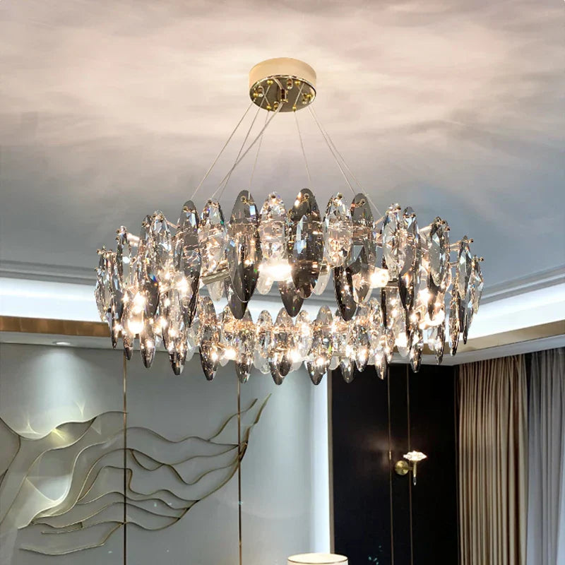 DecorBites™ Ash Crystal Ceiling Chandeliers: Modern Home Decor Hanging Lighting
