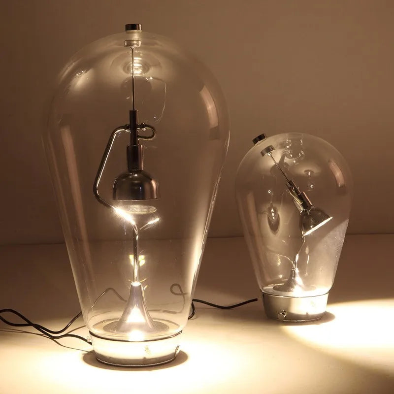 DecorBites™ Lodes Blow Glass Table Light: Adjustable Modern Chrome Lamp for Home, Store, and Bar