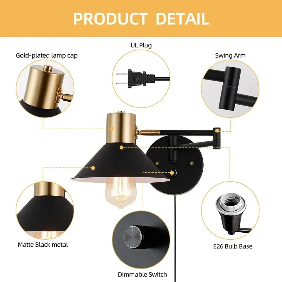 DecorBites™ Dimmable Wall Lamp with Replaceable Bulb & Adjustable Angle