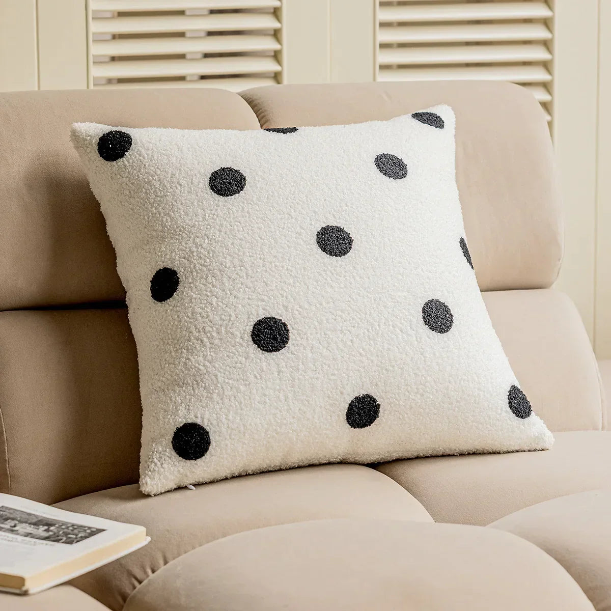 DecorBites™ Brown Geometric Embroidery Plush Cushion Cover, Nordic Luxury Home Decor Pillow Case