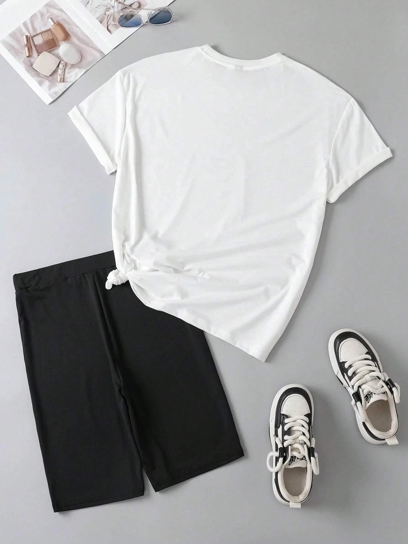 My Mouth Doesn'T Say It Printing Women T Shirts Two Piece Set Fashion Novel Short Sets New Summer Breathable Shirt Shorts Female