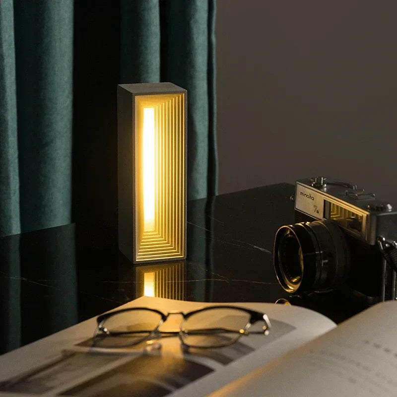 DecorBites™ Concrete Stone Table Lamp Touch Dimming LED Desk Light