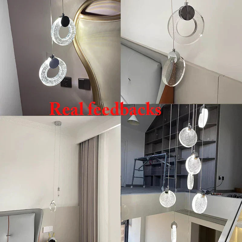 DecorBites™ Bubble Crystal Pendant Lights: Nordic LED Hanging Lamps for Living Room, Bedroom & Dining Area