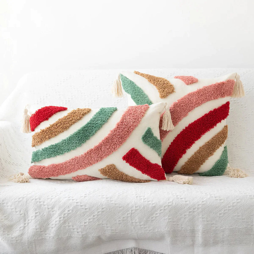 DecorBites™ Boho Geometric Tufted Cushion Cover Cotton Canvas Pillow Covers