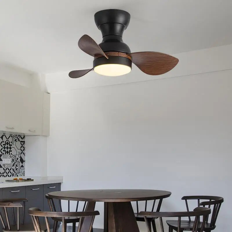 DecorBites™ Low Floor DC Motor Ceiling Fan with Remote Control, 32W, Modern Black White, 220V 110V