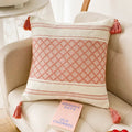 DecorBites™ Blue Diamond Jacquard Tassel Cushion Cover 45x45cm