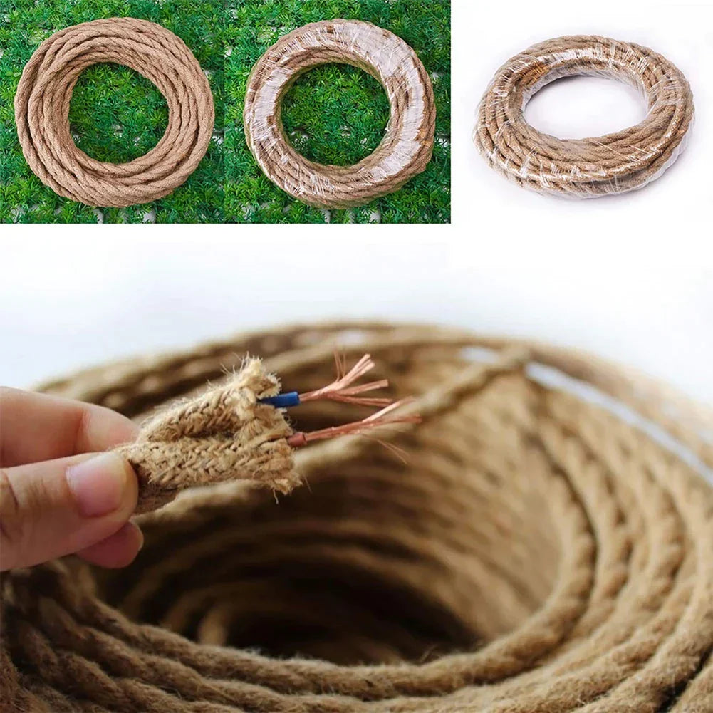 DecorBites™ Beige Hemp Rope Woven Pendant Light Cable - 1/5/10/20/30 Meters