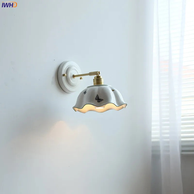 DecorBites™ Butterfly Ceramic LED Wall Lamp Home Indoor Lighting Stair Mirror Light