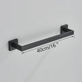 DecorBites™ Black Bathroom Accessories Set: Robe Hook, Towel Rail, Shelf, Tissue Holder