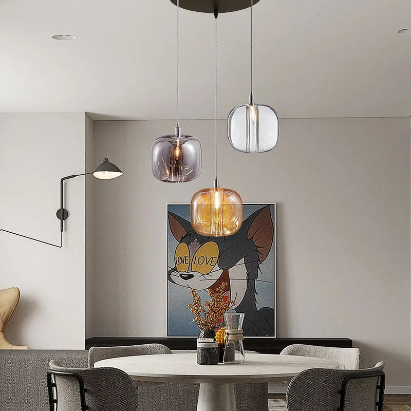 DecorBites™ LED Stair Chandelier: Luxury Amber/Crystal Indoor Lighting Fixture