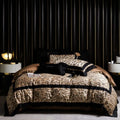 DecorBites™ Leopard Jacquard 1000TC Lyocell Cotton Bedding Set: Duvet, Sheet, Pillowcases