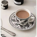 DecorBites™ Black Bird Ceramic Coffee Cup and Saucer Set for English Afternoon Tea and Coffee